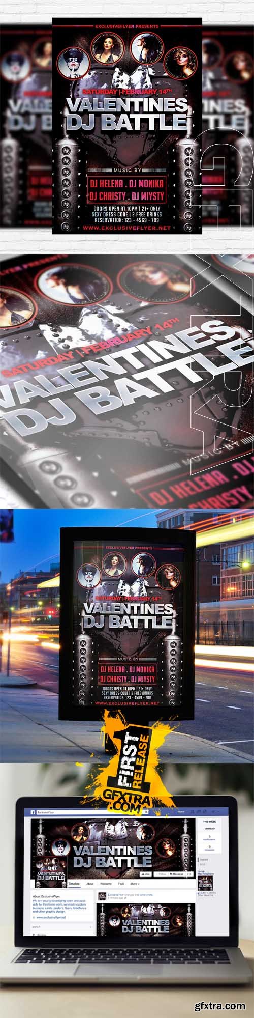 Valentines DJ Battle – Flyer Template + Facebook Cover