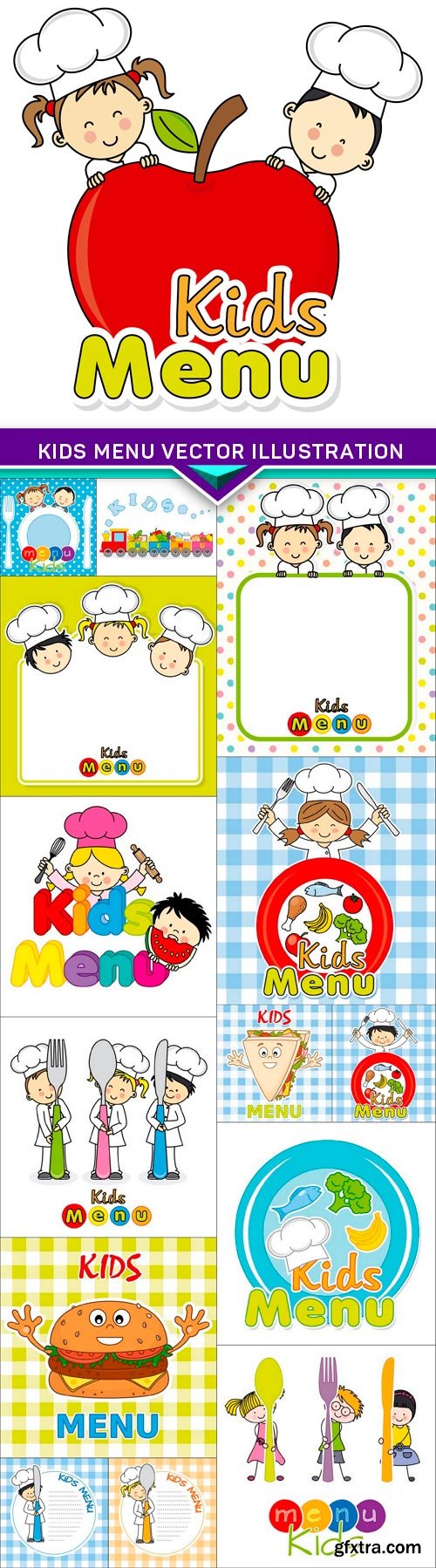 Kids menu vector illustration 15x EPS