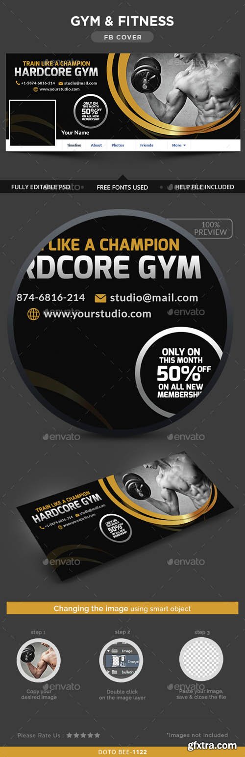 GR - Gym & Fitness Facebook Cover 14704082