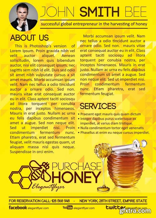 Purchase Honey Flyer PSD Template + Facebook Cover