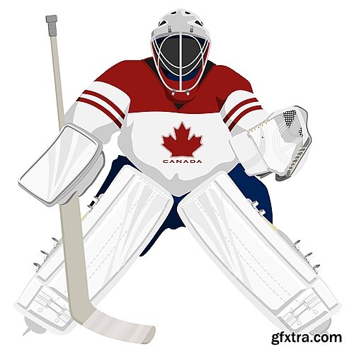 Collection vector picture hockey goalie stick goalkeeper puck gates 25 EPS