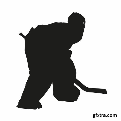 Collection vector picture hockey goalie stick goalkeeper puck gates 25 EPS