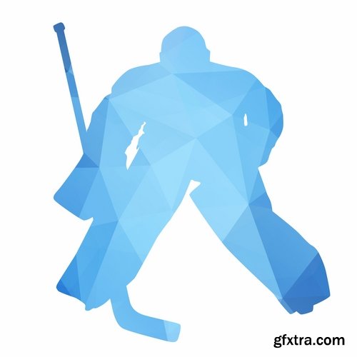 Collection vector picture hockey goalie stick goalkeeper puck gates 25 EPS