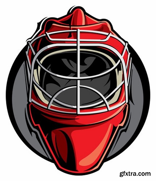 Collection vector picture hockey goalie stick goalkeeper puck gates 25 EPS