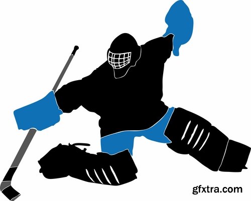 Collection vector picture hockey goalie stick goalkeeper puck gates 25 EPS