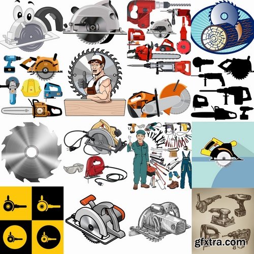 Collection vector picture power circular saw 25 HQ Jpeg