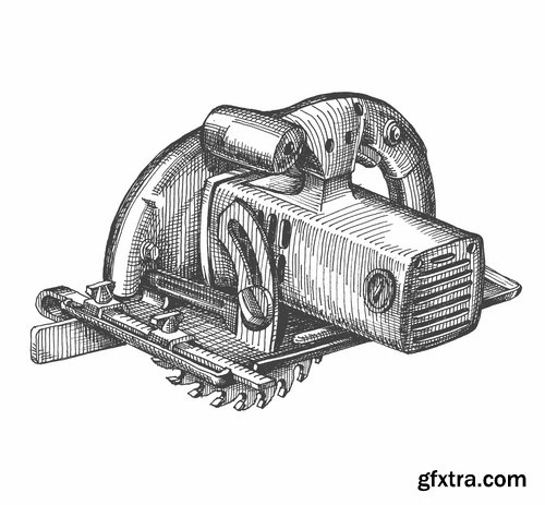 Collection vector picture power circular saw 25 HQ Jpeg