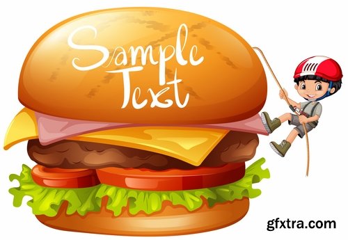 Collection vector picture fast food hamburger hot dog sandwich 25 EPS