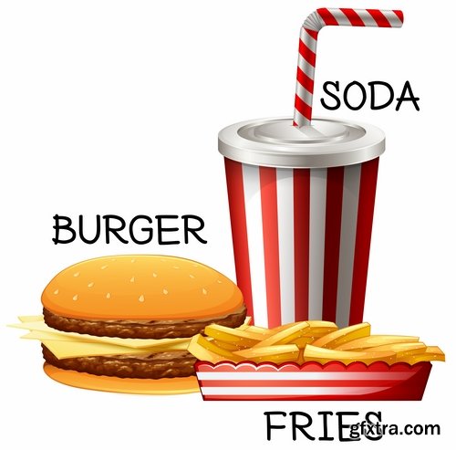 Collection vector picture fast food hamburger hot dog sandwich 25 EPS