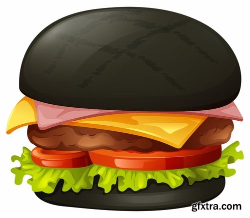 Collection vector picture fast food hamburger hot dog sandwich 25 EPS