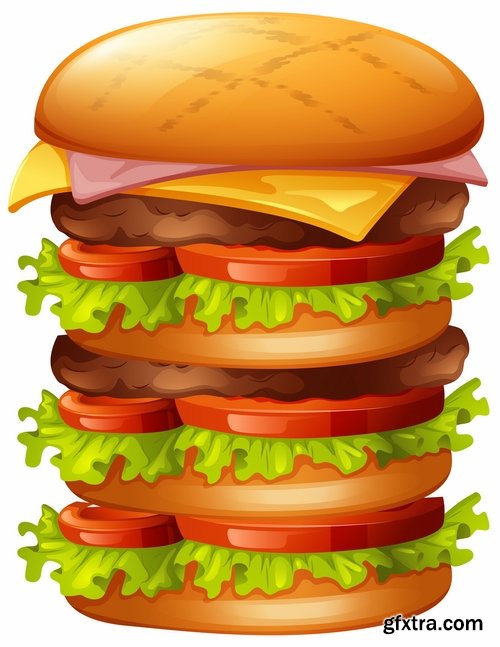 Collection vector picture fast food hamburger hot dog sandwich 25 EPS