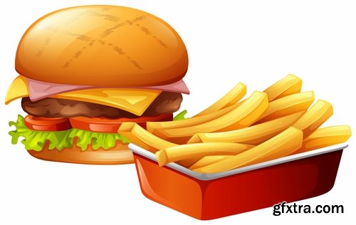 Collection vector picture fast food hamburger hot dog sandwich 25 EPS