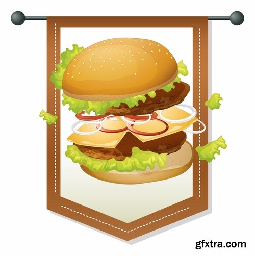 Collection vector picture fast food hamburger hot dog sandwich 25 EPS