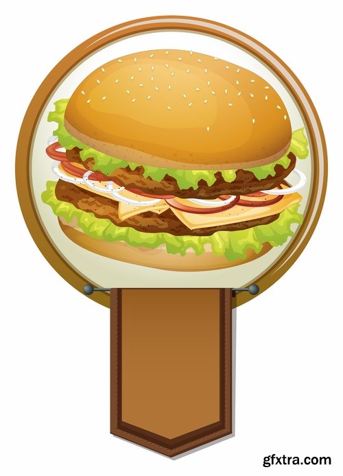 Collection vector picture fast food hamburger hot dog sandwich 25 EPS