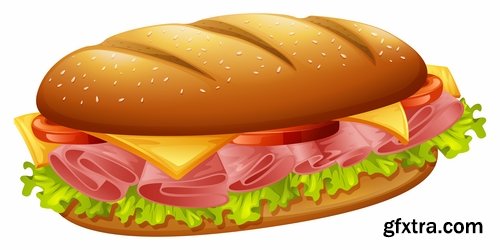 Collection vector picture fast food hamburger hot dog sandwich 25 EPS