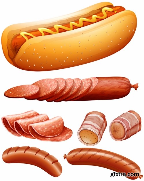 Collection vector picture fast food hamburger hot dog sandwich 25 EPS