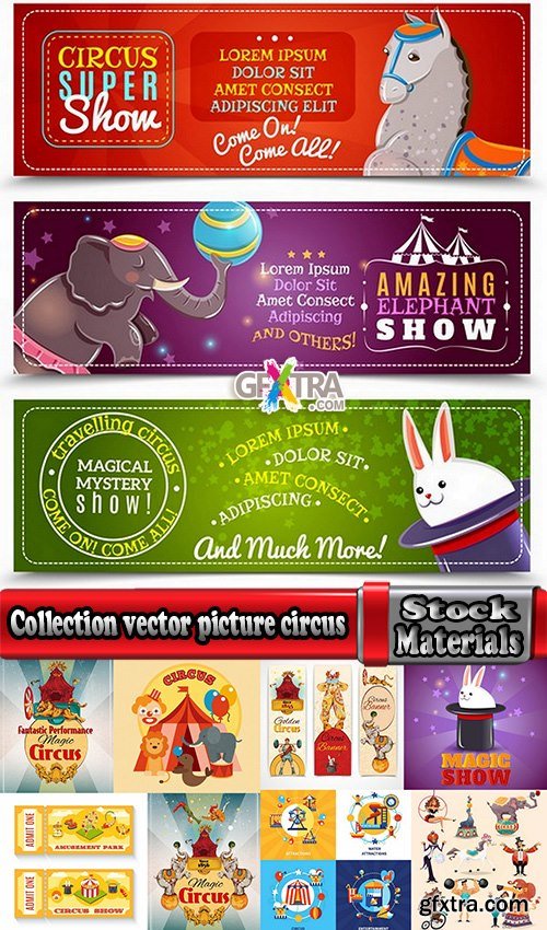 Collection vector picture circus clown circus actor 25 EPS