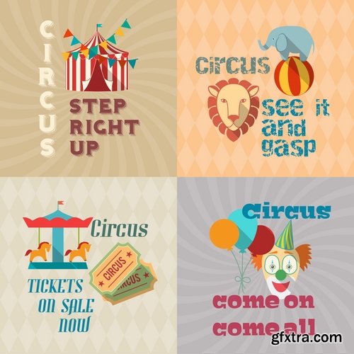 Collection vector picture circus clown circus actor 25 EPS