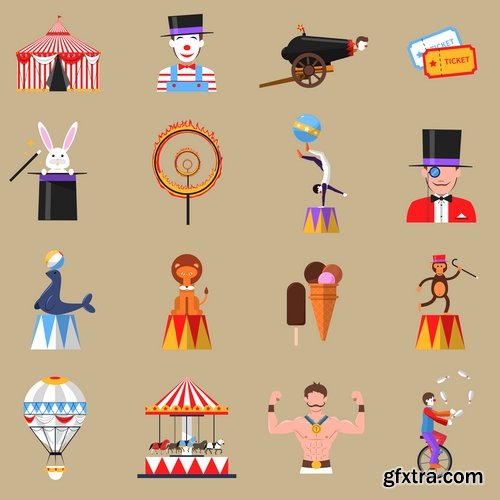 Collection vector picture circus clown circus actor 25 EPS