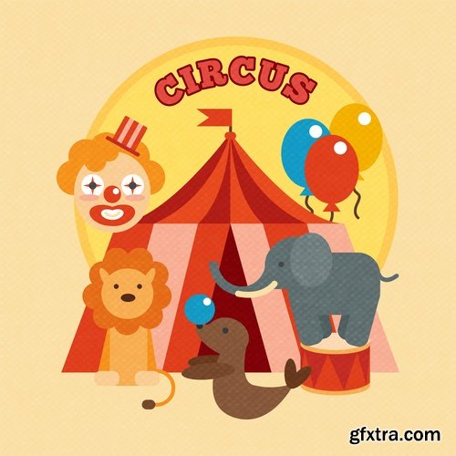 Collection vector picture circus clown circus actor 25 EPS