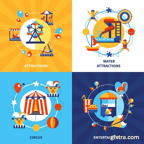 Collection vector picture circus clown circus actor 25 EPS