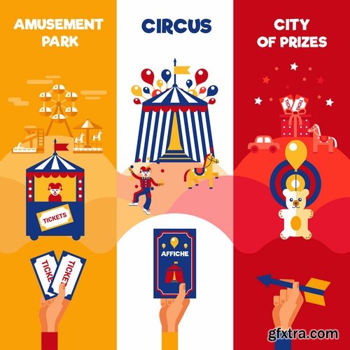 Collection vector picture circus clown circus actor 25 EPS