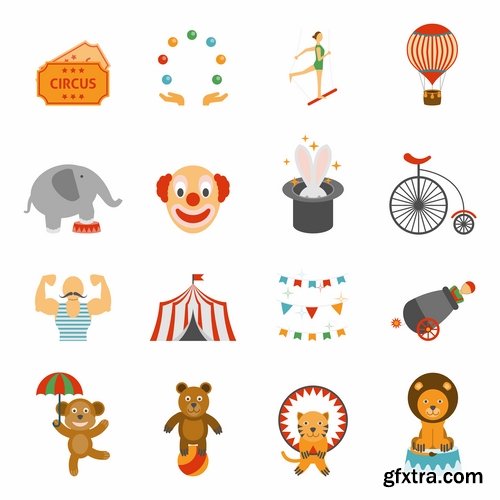 Collection vector picture circus clown circus actor 25 EPS