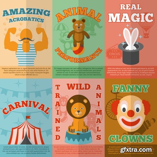 Collection vector picture circus clown circus actor 25 EPS