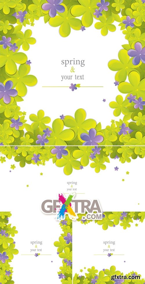 Spring Flowers Borders Vector