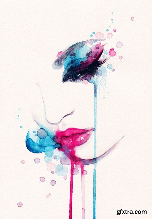 woman portrait watercolor 12X JPEG