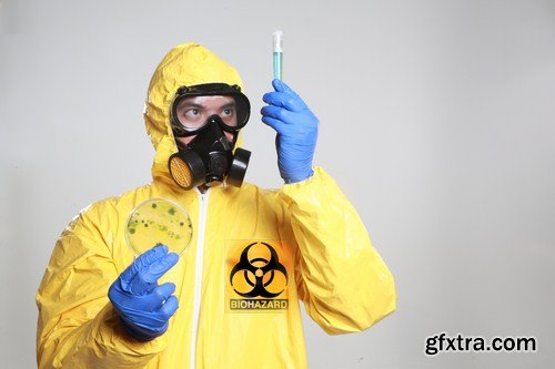 Worker in protective chemical suit 12X JPEG