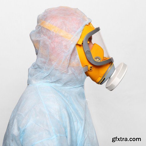 Worker in protective chemical suit 12X JPEG