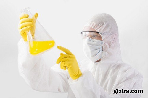 Worker in protective chemical suit 12X JPEG