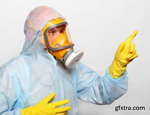 Worker in protective chemical suit 12X JPEG