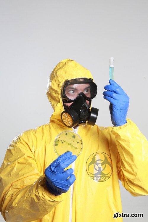 Worker in protective chemical suit 12X JPEG