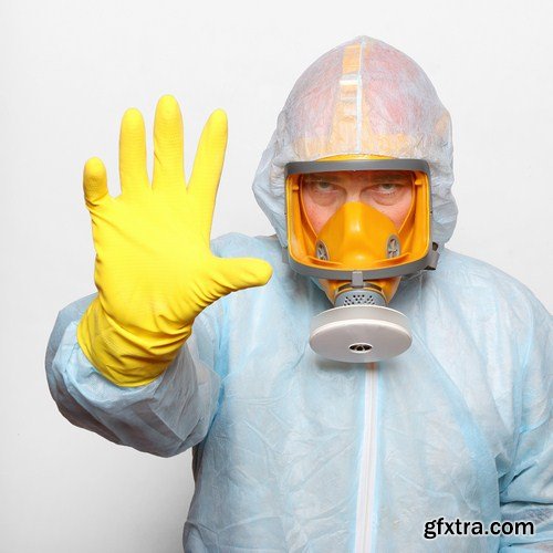 Worker in protective chemical suit 12X JPEG