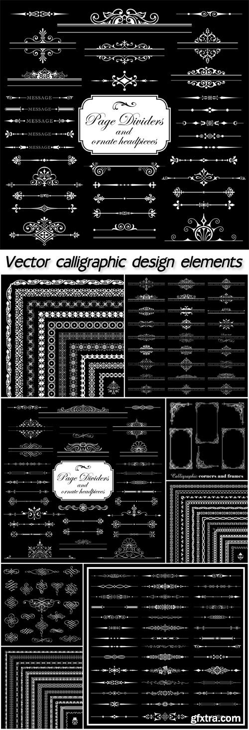 Vector calligraphic design elements,  borders and frames