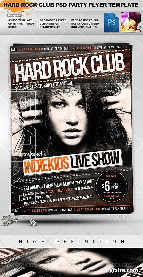 GraphicRiver - Indiekids - Hard Rock Indie Club PSD Party Flyer 1470791