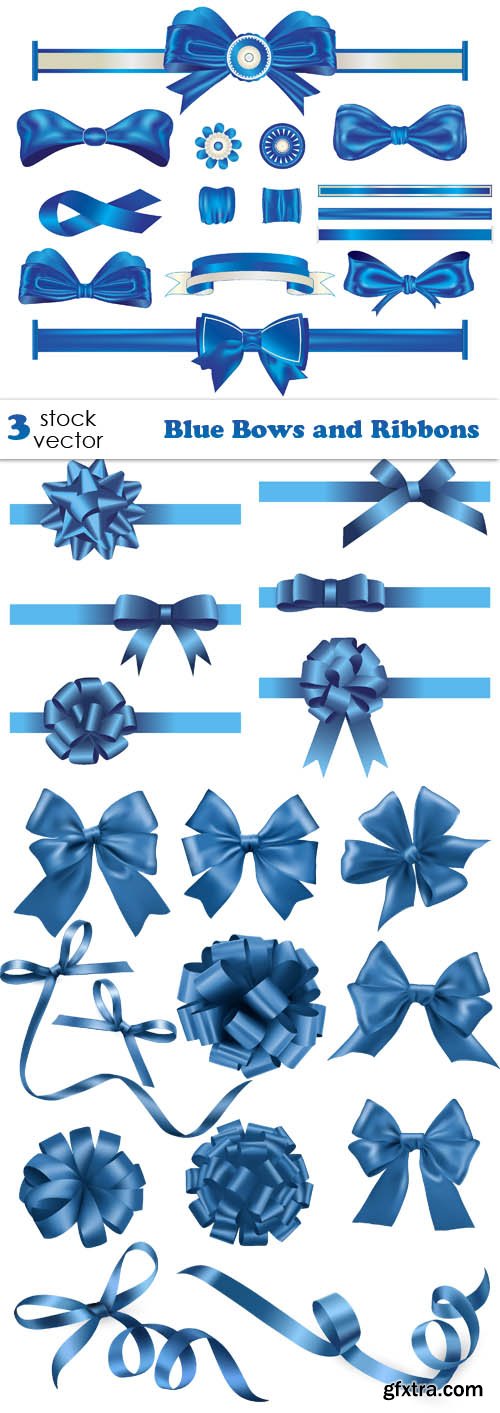 Vectors - Blue Bows and Ribbons