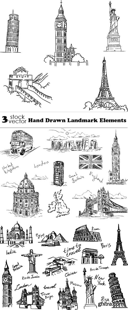 Vectors - Hand Drawn Landmark Elements