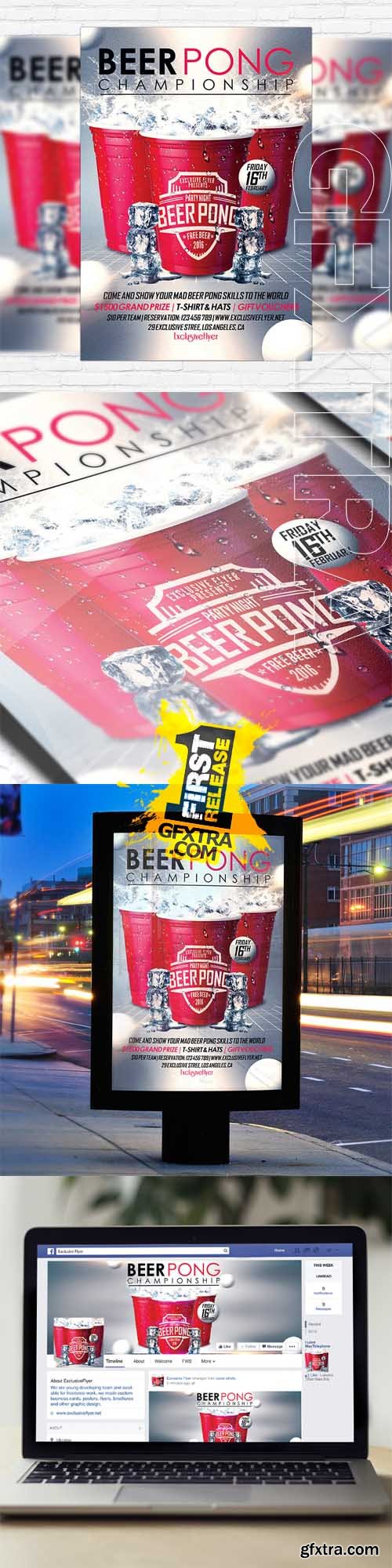 Beer Pong Championship – Flyer Template + Facebook Cover