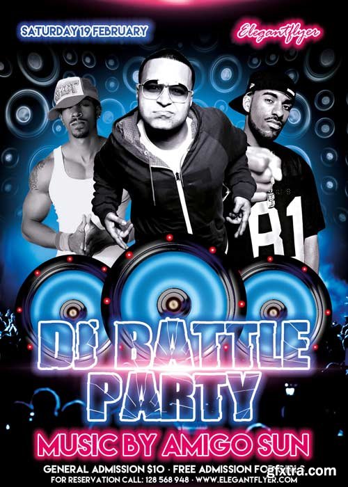 DJ Battle Party Flyer PSD Template + Facebook Cover