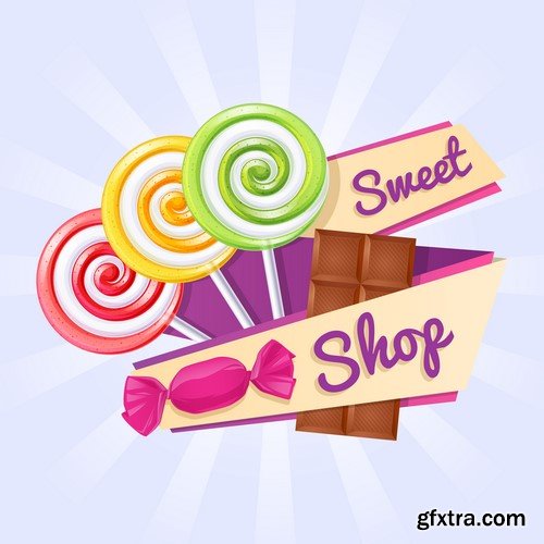 Candy Shop Banners And Labels - 20x EPS