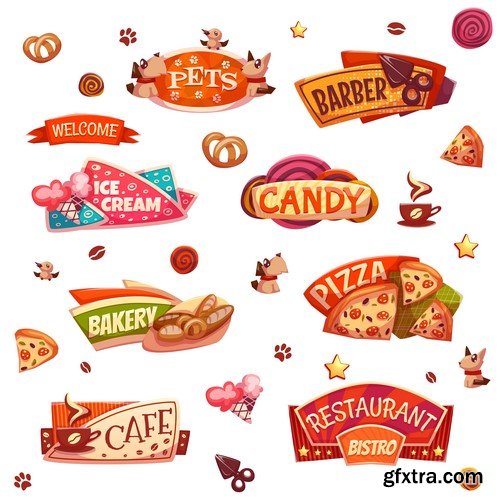 Candy Shop Banners And Labels - 20x EPS