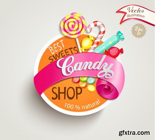 Candy Shop Banners And Labels - 20x EPS