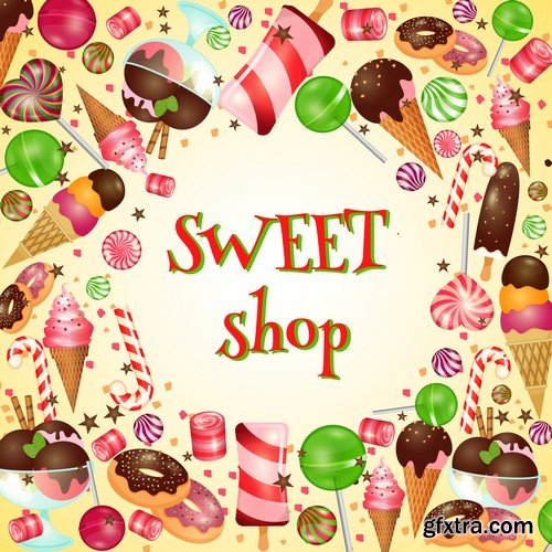 Candy Shop Banners And Labels - 20x EPS