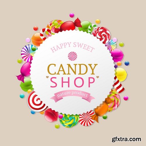 Candy Shop Banners And Labels - 20x EPS