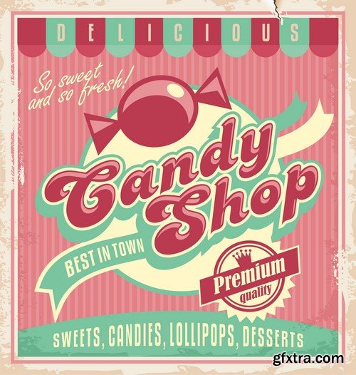 Candy Shop Banners And Labels - 20x EPS