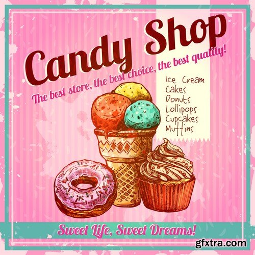 Candy Shop Banners And Labels - 20x EPS