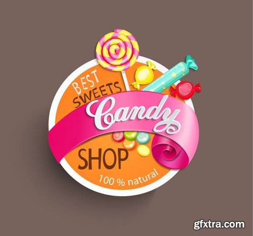 Candy Shop Banners And Labels - 20x EPS